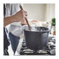 VARDAGEN - Pot with lid, enamelled cast iron matt/black, 5 l