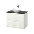 TÄNNFORSEN/VÄSTERSJÖN - Wash-stnd w drawers/wash-basin/tap, white/black marble effect, 82x49x79 cm