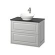 TÄNNFORSEN/VÄSTERSJÖN - Wash-stnd w drawers/wash-basin/tap, light grey/black marble effect, 82x49x79 cm