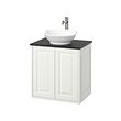 TÄNNFORSEN/VÄSTERSJÖN - Wash-stnd w doors/wash-basin/tap, white/black marble effect, 62x49x79 cm
