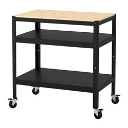 BROR - Trolley, black/pine plywood, 85x55 cm