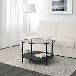 VITTSJÖ - Coffee table, black-brown/glass, 75 cm