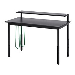 UTVISNING - Meja gaming dengan rak, hitam, 120x60 cm