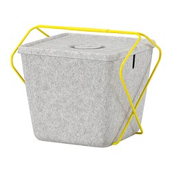 BRÄNNBOLL - Keranjang, abu-abu/kuning, 30x33x30 cm