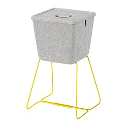 BRÄNNBOLL - Keranjang, abu-abu/kuning, 30x33x30 cm