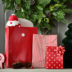 VINTERFINT - Gift bag, set of 3, mixed patterns red