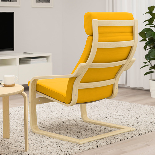 POÄNG armchair, birch veneer/Skiftebo yellow | IKEA Indonesia