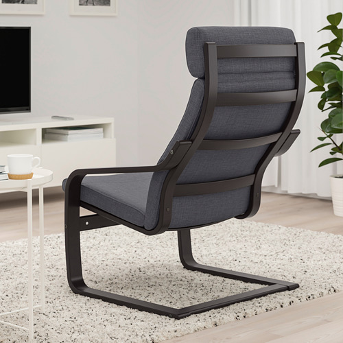 POÄNG armchair, black-brown/Skiftebo dark grey | IKEA Indonesia