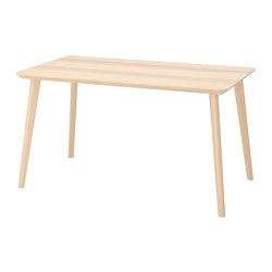 LISABO - Meja, veneer kayu ash, 140x78 cm