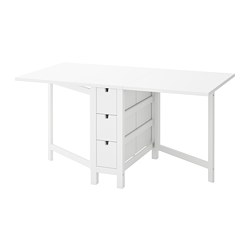 NORDEN - Gateleg table, white, 26/89/152x80 cm