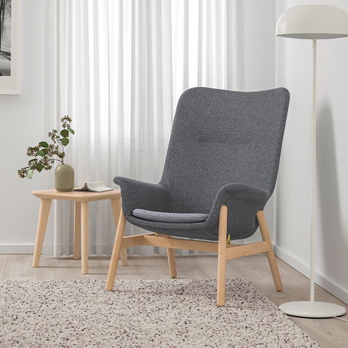 VEDBO high-back armchair, Gunnared dark grey | IKEA Indonesia