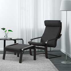 POÄNG - Armchair, black-brown/Hillared anthracite