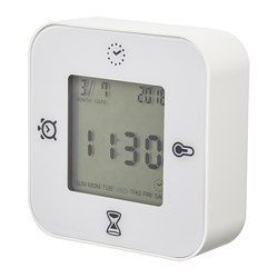 KLOCKIS - Clock/thermometer/alarm/timer, white, 7x7 cm
