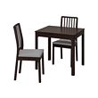 EKEDALEN/EKEDALEN - Table and 2 chairs, dark brown/Orrsta light grey, 80/120 cm