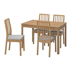 EKEDALEN EKEDALEN meja dan 4 kursi kayu oak  Orrsta abu 