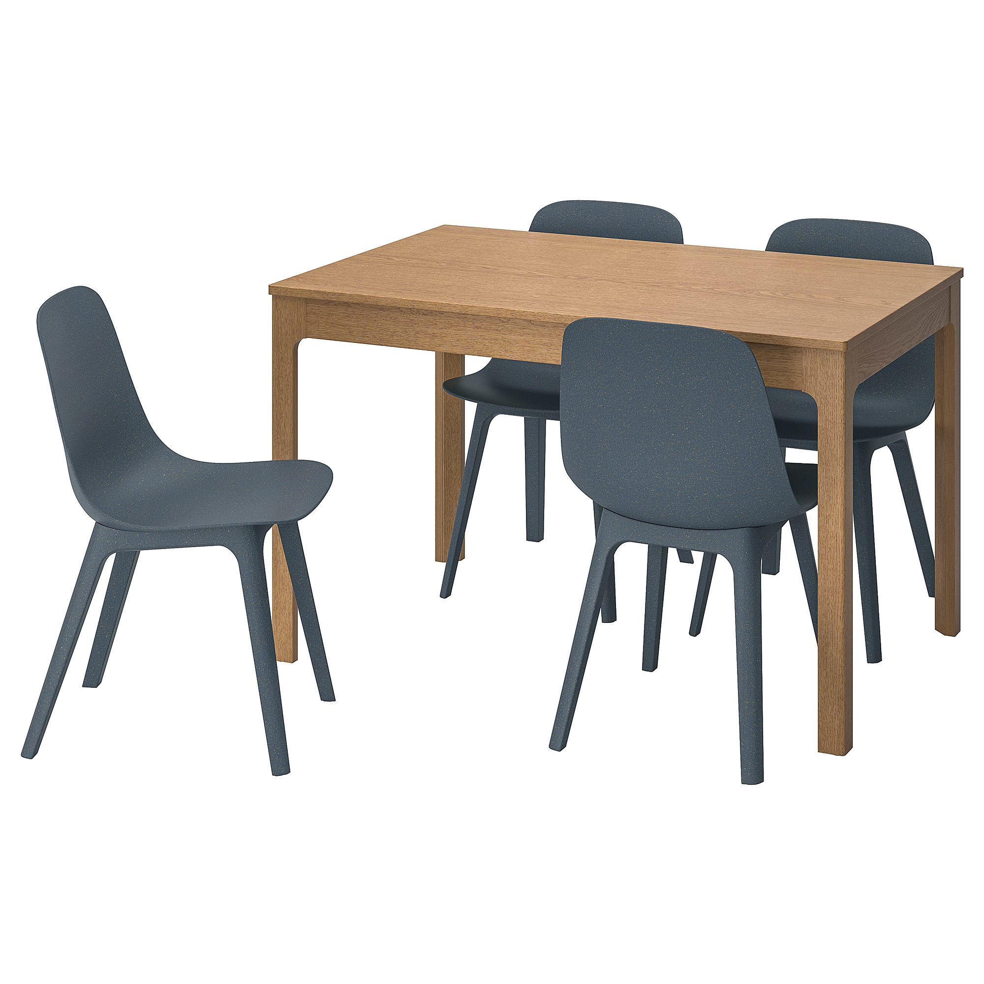 ODGER EKEDALEN meja dan 4 kursi kayu oak  biru IKEA 