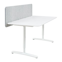 BEKANT - Desk with screen, white/grey, 160x80 48 cm