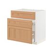 METOD/MAXIMERA - Base cab f sink+3 fronts/2 drawers, white/Vedhamn oak, 80x60x80 cm