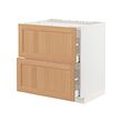 METOD/MAXIMERA - Kbnt dsr u kompor/2 pintu dpn/2lc, putih/Vedhamn kayu oak, 80x60x80 cm