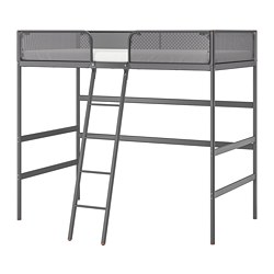 TUFFING - Loft bed frame, dark grey, 90x200 cm