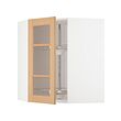 METOD - Corner wall cab w carousel/glass dr, white/Vedhamn oak, 68x37x80 cm
