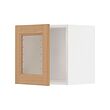 METOD - Kabinet dinding dengan pintu kaca, putih/Vedhamn kayu oak, 40x37x40 cm