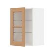 METOD - Wall cabinet w shelves/glass door, white/Vedhamn oak, 40x37x60 cm