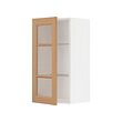 METOD - Kabinet dinding dgn rak/pintu kaca, putih/Vedhamn kayu oak, 40x37x80 cm