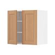 METOD - Wall cabinet with shelves/2 doors, white/Vedhamn oak, 60x37x60 cm