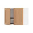 METOD - Wall cabinet w dish drainer/2 doors, white/Vedhamn oak, 80x37x60 cm