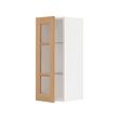 METOD - Kabinet dinding dgn rak/pintu kaca, putih/Vedhamn kayu oak, 30x37x80 cm