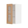 METOD - Wall cabinet w shelves/glass door, white/Vedhamn oak, 30x37x60 cm