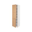 METOD - High cabinet with shelves/2 doors, white/Vedhamn oak, 60x60x220 cm