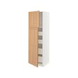 METOD/MAXIMERA - Hi cab w 2 doors/4 drawers, white/Vedhamn oak, 60x60x200 cm
