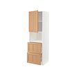 METOD/MAXIMERA - Hi cab f micro w door/2 drawers, white/Vedhamn oak, 60x60x200 cm