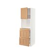 METOD/MAXIMERA - Hi cab f micro combi w door/3 drwrs, white/Vedhamn oak, 60x60x200 cm