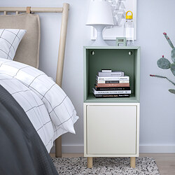 EKET - Kombinasi kabinet dengan kaki, putih abu-abu muda-biru/kayu, 35x35x80 cm