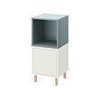 EKET - Cabinet combination with legs, white light grey-blue/wood, 35x35x80 cm