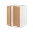 METOD - Base cabinet for sink + 2 doors, white/Vedhamn oak, 60x60x80 cm