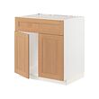 METOD - Kbnt dsr u bk cci dg 2 pt/pntu dpn, putih/Vedhamn kayu oak, 80x60x80 cm