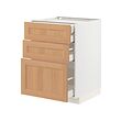 METOD/MAXIMERA - Base cb 3 frnts/2 low/1 md/1 hi drw, white/Vedhamn oak, 60x60x80 cm