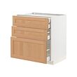 METOD/MAXIMERA - Kab dasar 3dpn/2rndh/1tgh/1lc tgi, putih/Vedhamn kayu oak, 80x60x80 cm