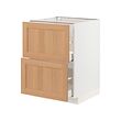 METOD/MAXIMERA - Kbnt dsr 2 pntu dpn/2 laci tinggi, putih/Vedhamn kayu oak, 60x60x80 cm