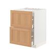 METOD/MAXIMERA - Kbnt dsr u kompor/2 pintu dpn/2lc, putih/Vedhamn kayu oak, 60x60x80 cm