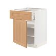 METOD/MAXIMERA - Base cabinet with drawer/door, white/Vedhamn oak, 60x60x80 cm