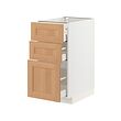 METOD/MAXIMERA - Kabinet dasar dgn 3 laci, putih/Vedhamn kayu oak, 40x60x80 cm