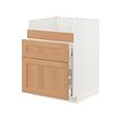 METOD/MAXIMERA - Base cb f HAVSEN snk/3 frnts/2 drws, white/Vedhamn oak, 60x60x80 cm