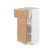 METOD/MAXIMERA - Base cabinet with drawer/door, white/Vedhamn oak, 40x37x80 cm