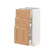 METOD/MAXIMERA - Kabinet dasar dgn 3 laci, putih/Vedhamn kayu oak, 40x37x80 cm