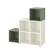 EKET - Kombinasi kabinet dengan kaki, putih/abu-abu-hijau, 105x35x107 cm